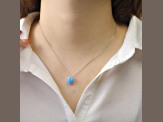 Lab Created Blue Opal and White CZ Accents Rhodium Over Sterling Silver Pendant Style Necklace