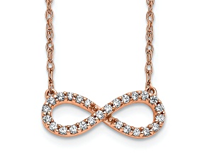 10k Rose Gold Polished Cable Link Diamond Infinity Symbol 18 Inch Necklace