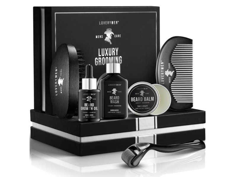 LoveryMEN Premium Beard Growth Kit - 8pc Complete Grooming Solution
