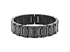 1.0ctw Black Diamond Stainless Steel Link Bracelet