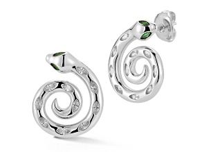 Sterling Statements Rhodium Over Sterling Silver Cubic Zirconia Spiral Snake Studs