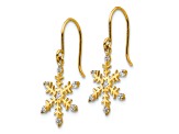 14K Yellow Gold Cubic Zirconia Children's Snowflake Dangle Earrings