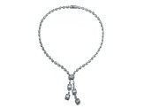 Rhodium Plated over Sterling Silver with Clear Cubic Zirconia Accent Tongue Buckle Necklace