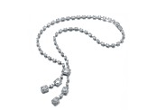 Rhodium Plated over Sterling Silver with Clear Cubic Zirconia Accent Tongue Buckle Necklace