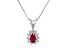 0.35ctw Pear Shape Ruby and Round Diamond Pendant 14k White Gold