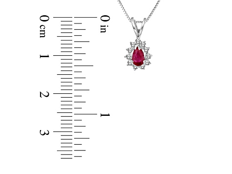 0.35ctw Pear Shape Ruby and Round Diamond Pendant 14k White Gold