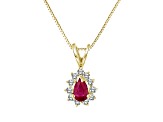 0.35ctw Pear Shape Ruby and Round Diamond Pendant 14k Yellow Gold