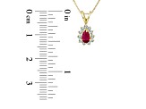 0.35ctw Pear Shape Ruby and Round Diamond Pendant 14k Yellow Gold