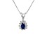 0.35ctw Pear Shape Blue Sapphire and Round White Diamond Pendant 14k White Gold