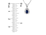 0.35ctw Pear Shape Blue Sapphire and Round White Diamond Pendant 14k White Gold