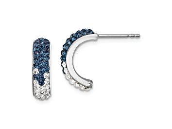 Picture of Rhodium Over Sterling Silver Polished Crystal J-Hoop Earrings