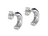 Rhodium Over Sterling Silver Polished Crystal J-Hoop Earrings