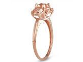 Square Cushion Morganite Simulant 3-Stone 10K Rose Gold Ring 1.95ctw