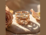 White Topaz and White Sapphire 14K Rose Gold Over Sterling Silver Multi-Row Open Design Band Ring