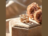 White Topaz and White Sapphire 14K Rose Gold Over Sterling Silver Multi-Row Open Design Band Ring