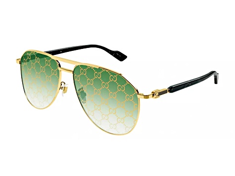 Gucci Gold Tone and Black Marble Frame/ Green and Pink Logo Lens Sunglasses