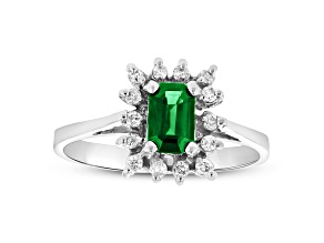 0.70ctw Emerald and Diamond Ring in 14k White Gold
