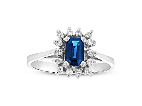 0.70ctw Sapphire and Diamond Ring in 14k White Gold