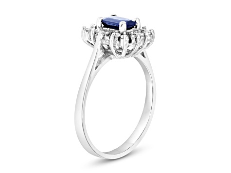 0.70ctw Sapphire and Diamond Ring in 14k White Gold
