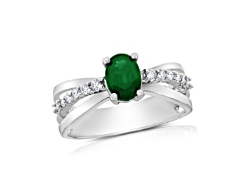 Picture of 0.85ctw Emerald and Diamond Ring in 14k White Gold