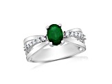 0.85ctw Emerald and Diamond Ring in 14k White Gold