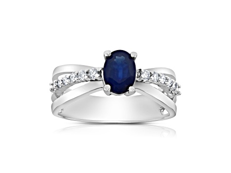 1.00ctw Sapphire and Diamond Ring in 14k White Gold