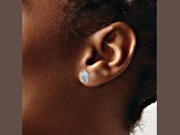 Rhodium Over 14k White Gold 11mm Diamond Fancy Sun and Star Stud Earrings