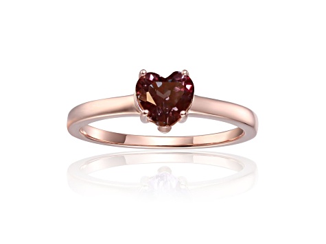 Heart Shape Lab Created Alexandrite 14K Rose Gold Over Sterling Silver Solitaire Ring, 1.00ct