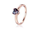 Heart Shape Lab Created Alexandrite 14K Rose Gold Over Sterling Silver Solitaire Ring, 1.00ct