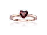 Heart Shape Garnet 14K Rose Gold Over Sterling Silver Solitaire Ring, 1.00ct