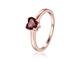 Heart Shape Garnet 14K Rose Gold Over Sterling Silver Solitaire Ring, 1.00ct