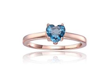 Picture of Heart Shape London Blue Topaz 14K Rose Gold Over Sterling Silver Solitaire Ring, 1.00ct