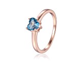 Heart Shape London Blue Topaz 14K Rose Gold Over Sterling Silver Solitaire Ring, 1.00ct