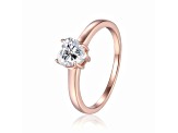 Heart Shape Moissanite 14K Rose Gold Over Sterling Silver Solitaire Ring, 0.80ct