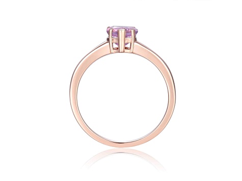 Heart Shape Amethyst 14K Rose Gold Over Sterling Silver Solitaire Ring, 0.85ct