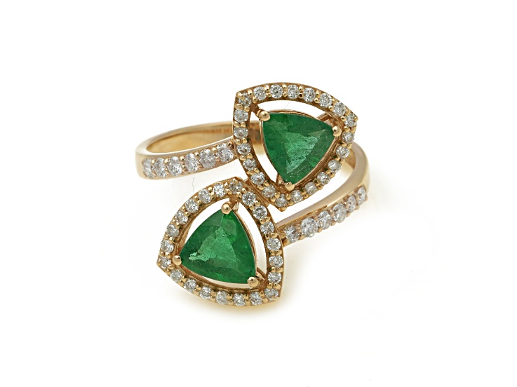 1.49Ctw Emerald with 0.52Ctw Diamond Ring in 14K YG - 16R2KA