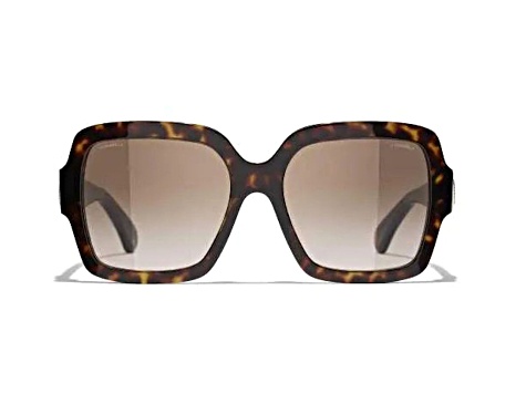 Chanel Dark Havana Square Frames with "CC" Accent/Brown Gradient Lens Sunglasses
