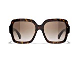 Chanel Dark Havana Square Frames with "CC" Accent/Brown Gradient Lens Sunglasses