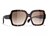 Chanel Dark Havana Square Frames with "CC" Accent/Brown Gradient Lens Sunglasses