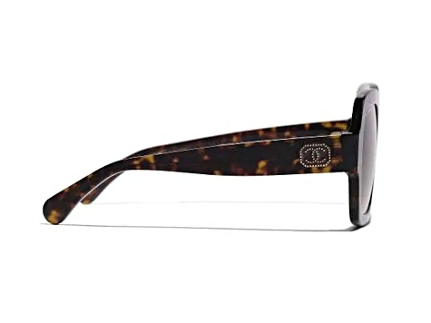 Chanel Dark Havana Square Frames with "CC" Accent/Brown Gradient Lens Sunglasses