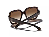 Chanel Dark Havana Square Frames with "CC" Accent/Brown Gradient Lens Sunglasses