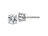 Rhodium Over 14K White Gold 1.75ct. 6.0mm Round J-K Color Moissanite Earrings