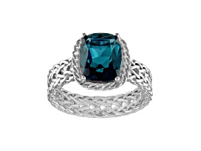 London Blue Topaz Sterling Silver Wheat Design Ring 3.60ctw