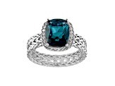 London Blue Topaz Sterling Silver Wheat Design Ring 3.60ctw