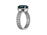 London Blue Topaz Sterling Silver Wheat Design Ring 3.60ctw
