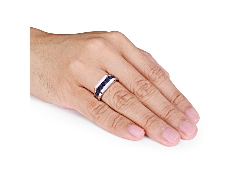 Lab Created Blue Sapphire Sterling Silver Unisex Ring 1.25ctw