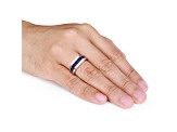 Lab Created Blue Sapphire Sterling Silver Unisex Ring 1.25ctw