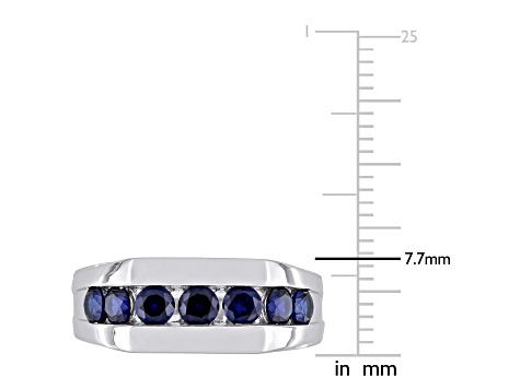 Lab Created Blue Sapphire Sterling Silver Unisex Ring 1.25ctw