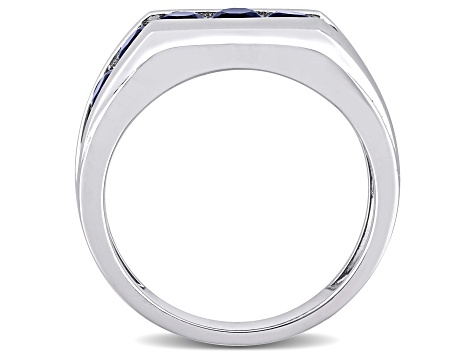 Lab Created Blue Sapphire Sterling Silver Unisex Ring 1.25ctw