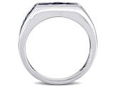 Lab Created Blue Sapphire Sterling Silver Unisex Ring 1.25ctw